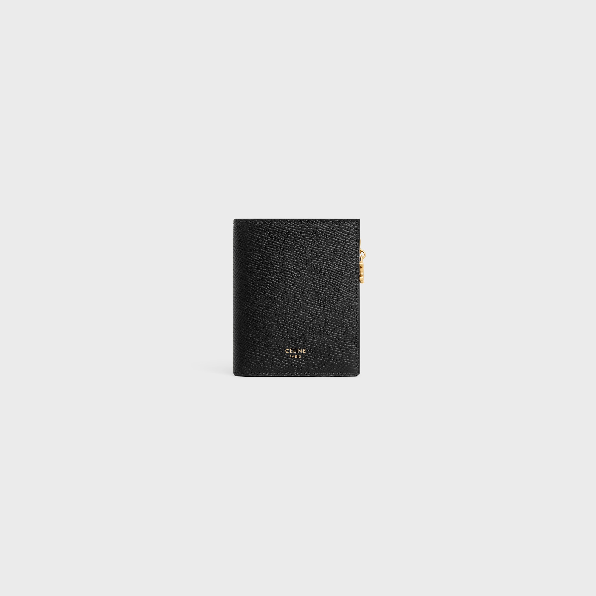 COMPACT WALLET TRIOMPHE CHARMS IN GRAINED CALFSKIN BLACK - Image 1